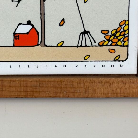 Vintage Lillian Vernon Autumn Falling Leaves Tile Wall Hanging 1984 - Picture 3 of 6